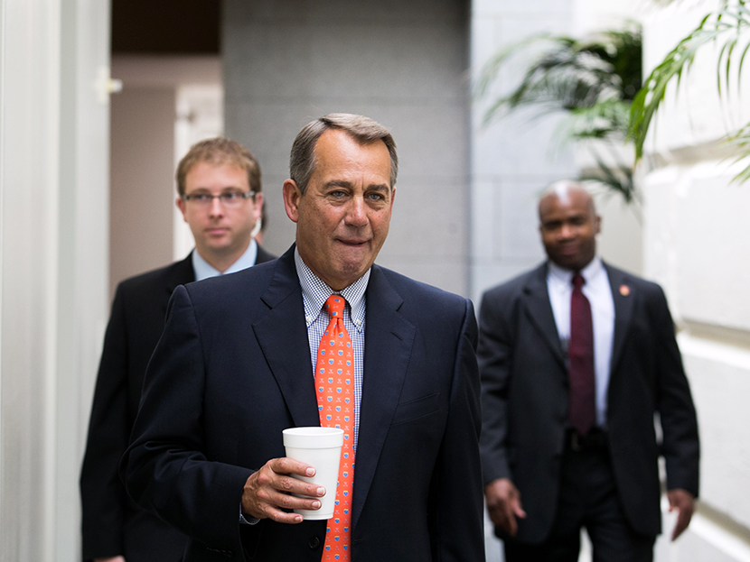 U.S. Speaker of the House John Boehner (R-OH) makes his way to a House GOP caucus meeting, on Capitol Hill, July 9, 2013 in Washington, DC.  (Photo by Drew Angerer/Getty Images)