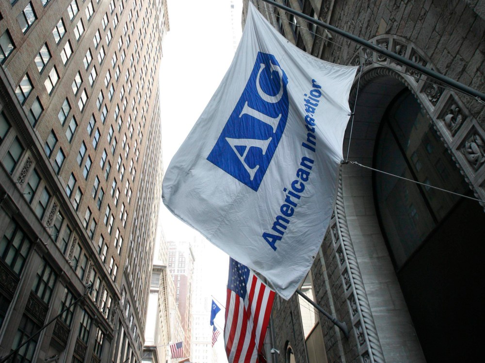 File Photo: An AIG office building is shown Tuesday, March 17, 2009 in New York.  (Photo by Mark Lennihan/AP Photo/File)