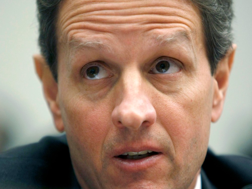 File Photo:  Timothy Geithner testifies before the House Financial Services Committee Hearing on "Oversight of the Federal Government's Intervention at American International Group (AIG)," on Capitol Hill in Washington March 24, 2009. (Photo by Kevin...