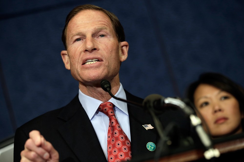 Sen. Richard Blumenthal (D-CT) speaks during a press conference at the U.S. Capitol Sept. 18, 2013 in Washington, DC.