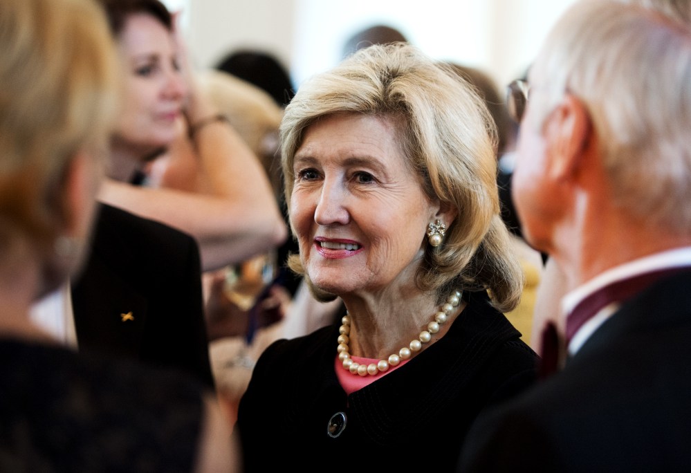 Former US Senator Kay Bailey Hutchison attends the Lone Sailor Awards Dinner at the National Building Museum in Washington, DC, September 18, 2013.