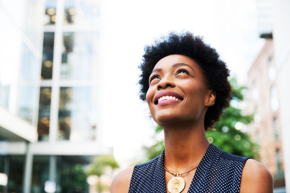 Image: Woman looking up
