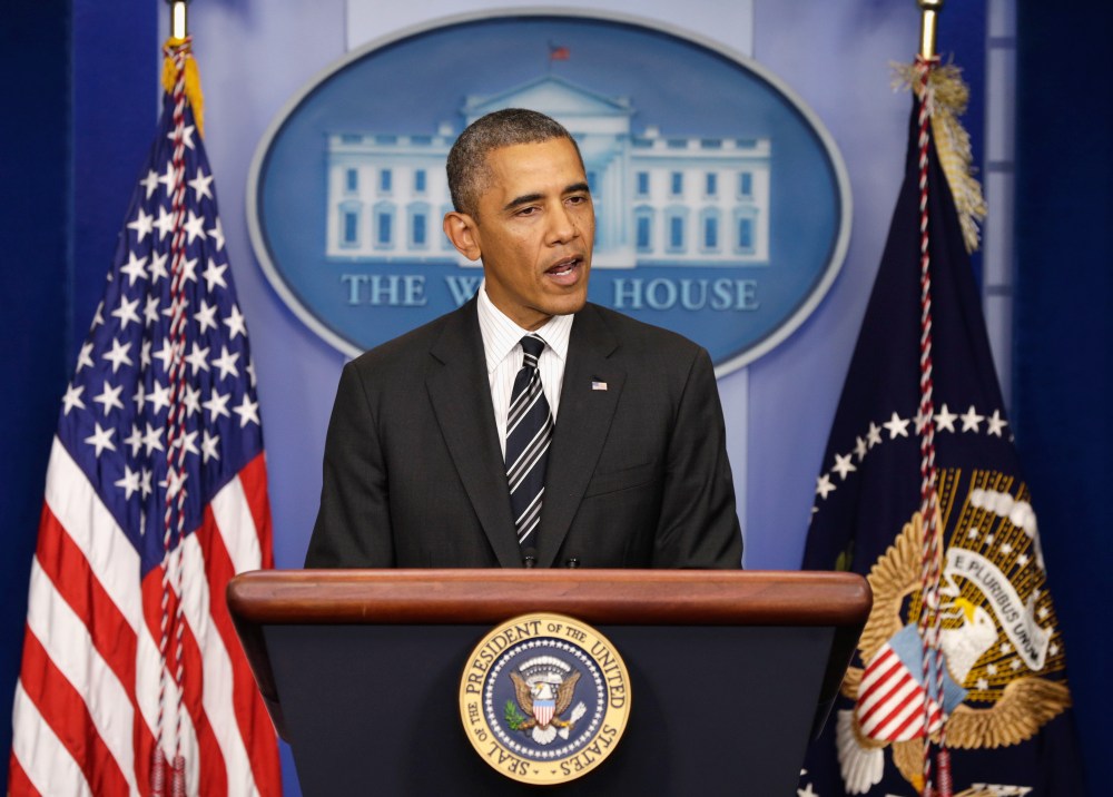 President Obama Makes Statement In Brady Briefing Room