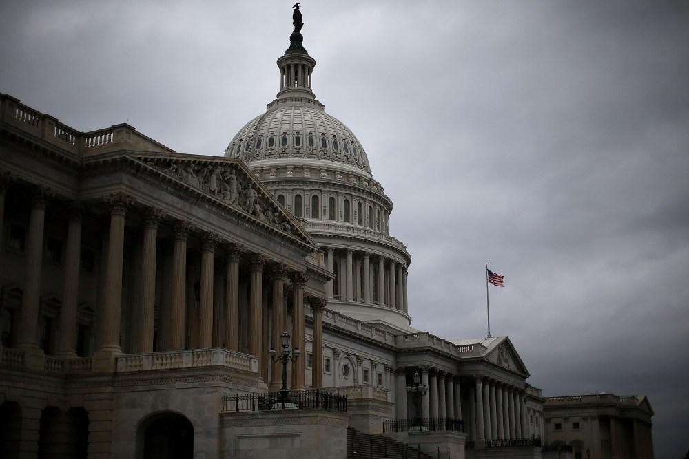 Clouds fill the sky in front of the U.S. Capitol on October 7, 2013 in Washington, DC.
