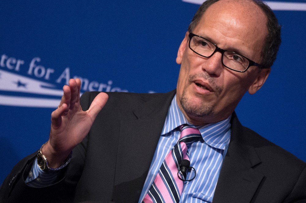 US Secretary of Labor Tom Perez speaks in Washington on Oct. 24, 2013.