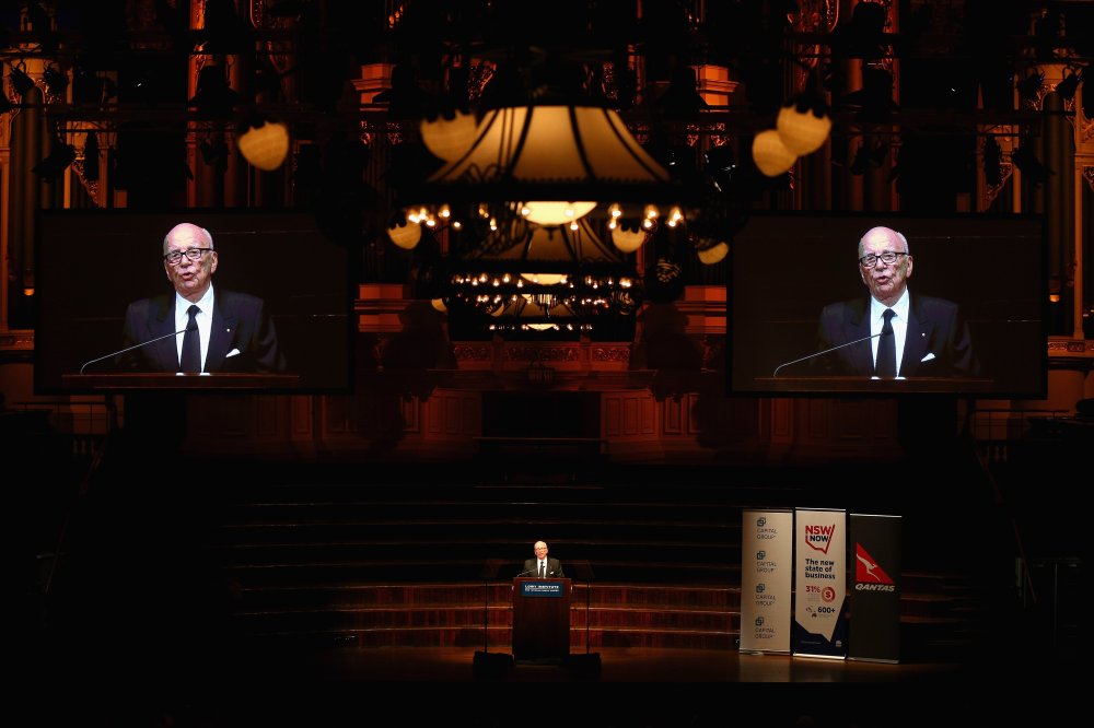 News Corp executive chairman, Rupert Murdoch talks on October 31, 2013 in Sydney, Australia.