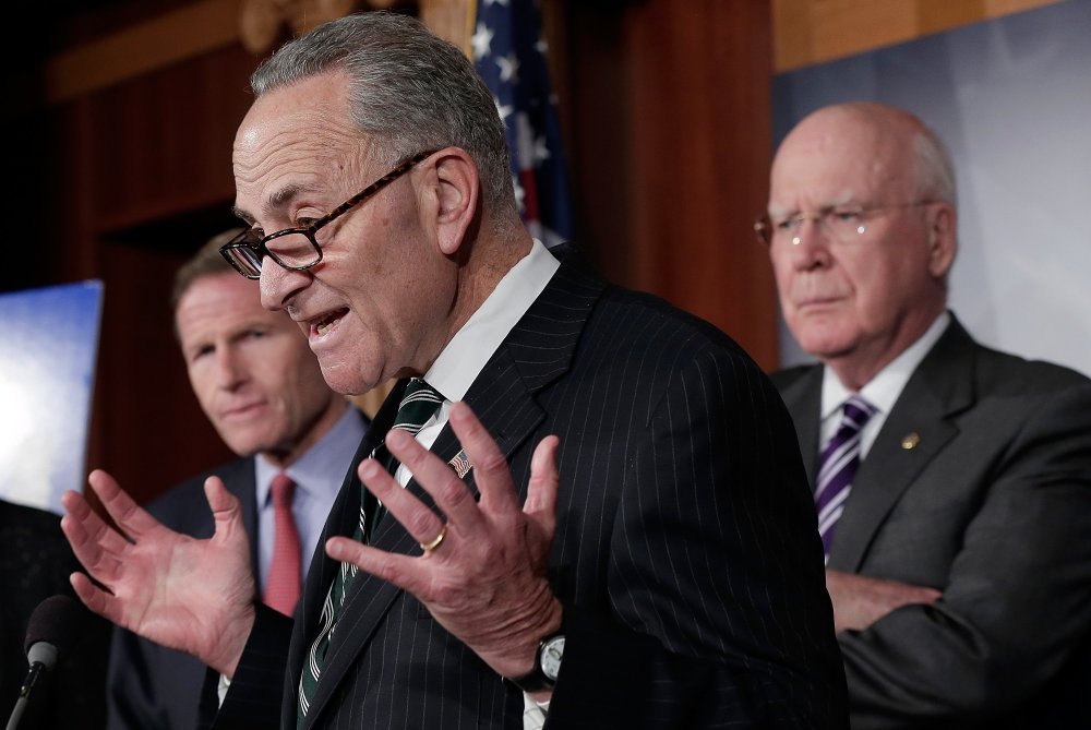 Sen. Charles Schumer speaks at a press conference on the nomination of Nina Pillard, one of U.S. President Barack Obama's judicial nominees, November 12, 2013.