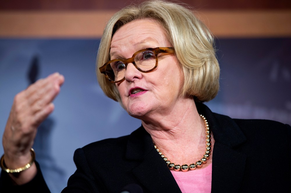 Sen. Claire McCaskill, D-Mo., during a news conference, Nov. 14, 2013, in Washington D.C.