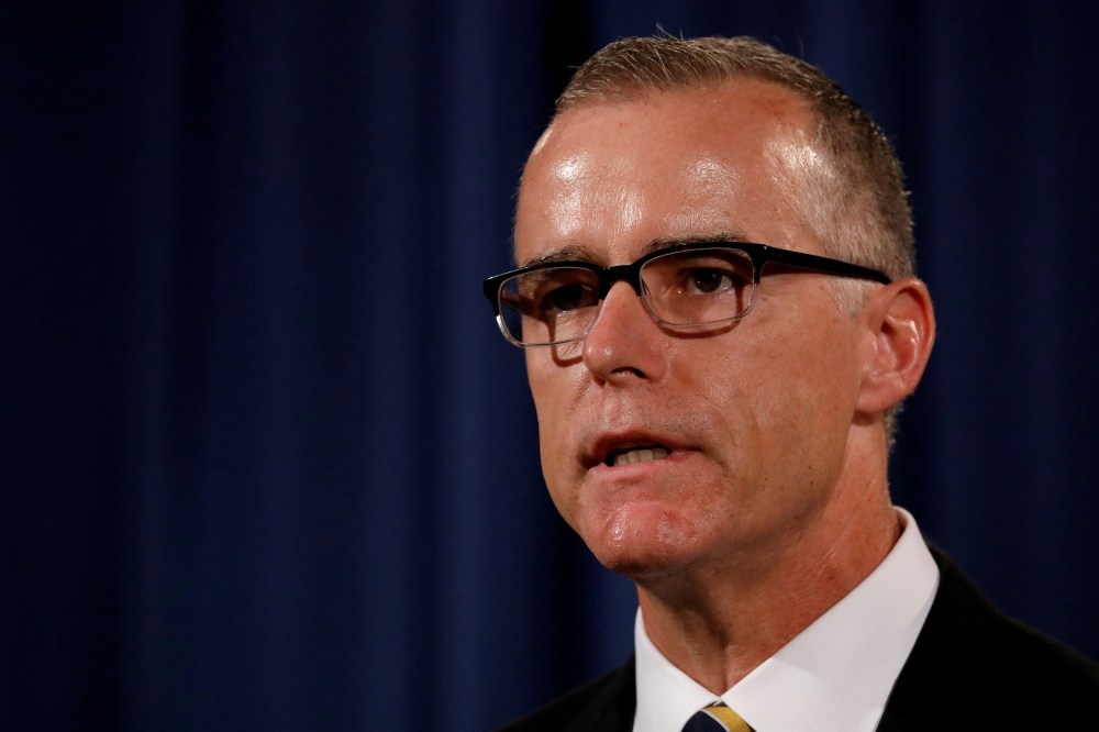 Image: FILE PHOTO: Acting FBI Director Andrew McCabe announces the results of the national health care fraud takedown during a news conference at the Justice Department in Washington