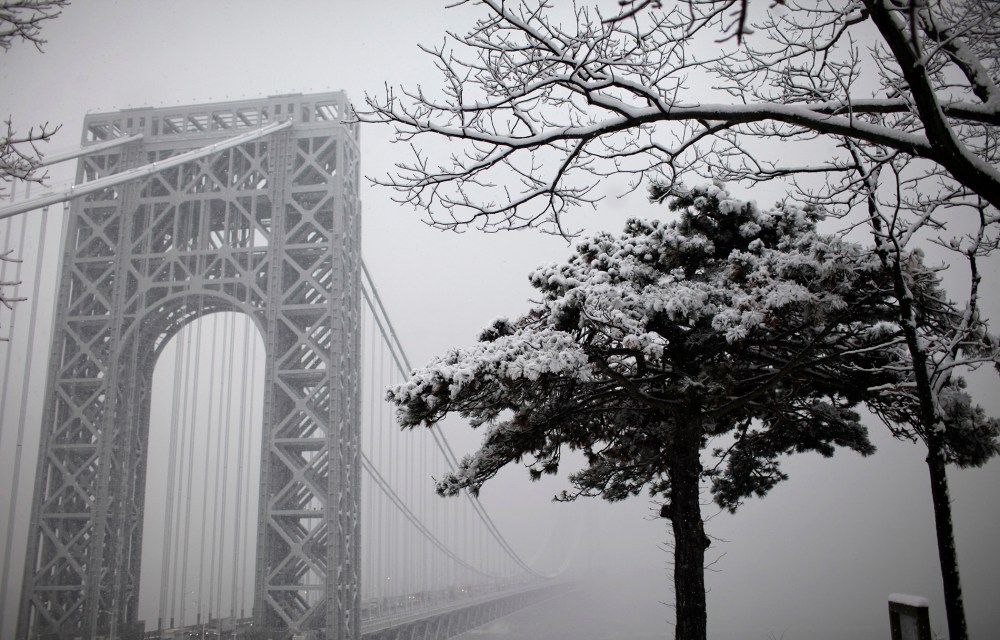 A view of the George Washington Bridge from Fort Lee, New Jersey crossing the Hudson river towards New York City, January 7, 2011.