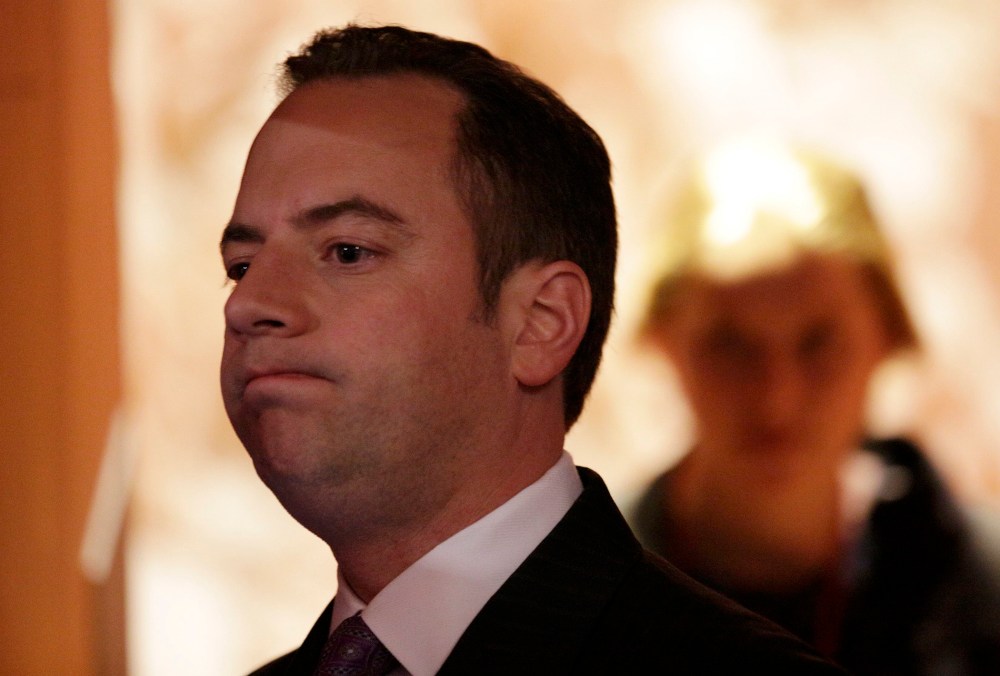 Republican National Committee Chairman Reince Priebus waits for the start of the U.S. vice presidential debate in Danville, Kentucky, October 11, 2012.