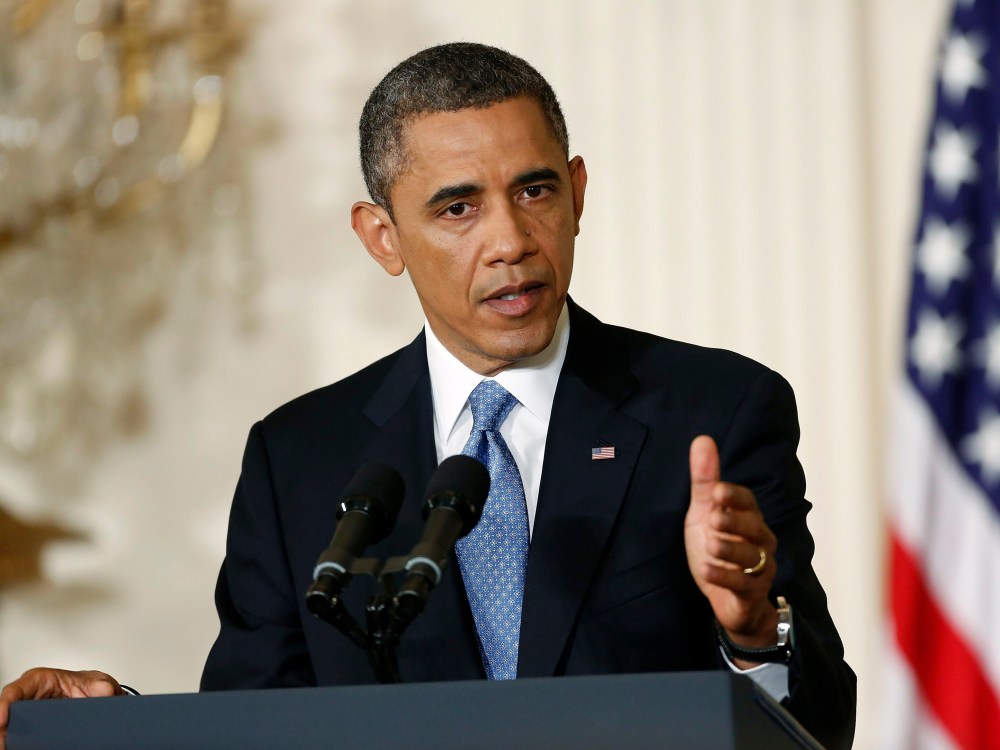 U.S. President Barack Obama takes questions from reporters during a news conference at the White House in Washington, January 14, 2013. (Photo by Jonathan Ernst/Reuters)