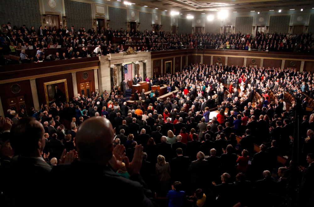 President Barack Obama delivers his State of the Union speech to a joint session of Congress on Capitol Hill in Washington, February 12, 2013.