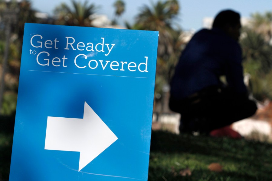 A sign at an Affordable Care Act outreach event in Los Angeles, California, September 28, 2013.