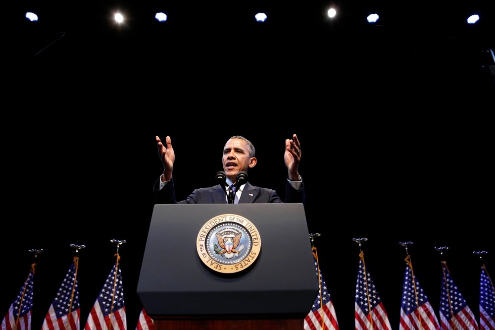 U.S. President Barack Obama speaks about the economy in Washington Dec, 4, 2013.