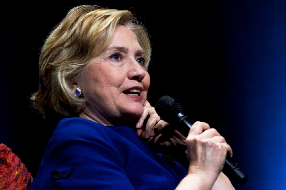 Hillary Clinton speaks to members of the World Affairs Council in Portland, Oregon, April 8, 2014.