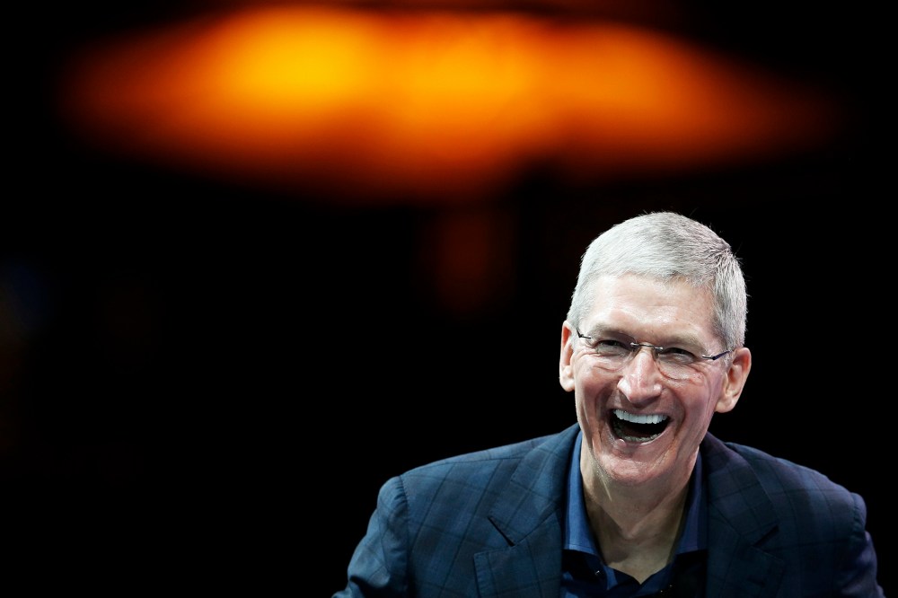 Apple CEO Tim Cook speaks at the WSJD Live conference in Laguna Beach, Calif. Oct. 27, 2014.