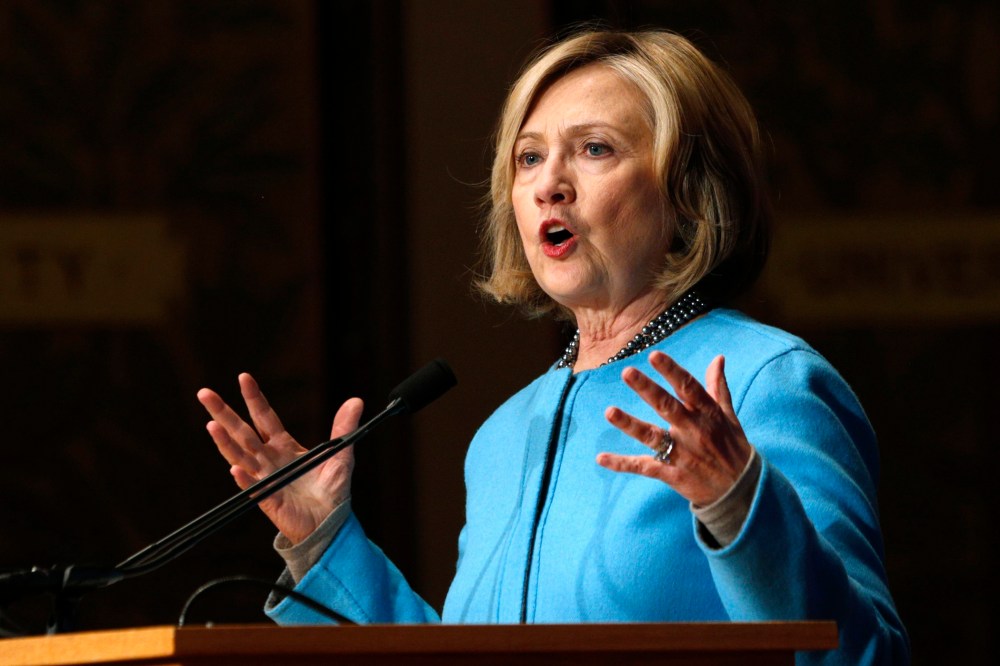 Former Secretary of State Hillary Clinton speaks on "Smart Power: Security Through Inclusive Leadership" at Georgetown University in Washington on Dec. 3, 2014.