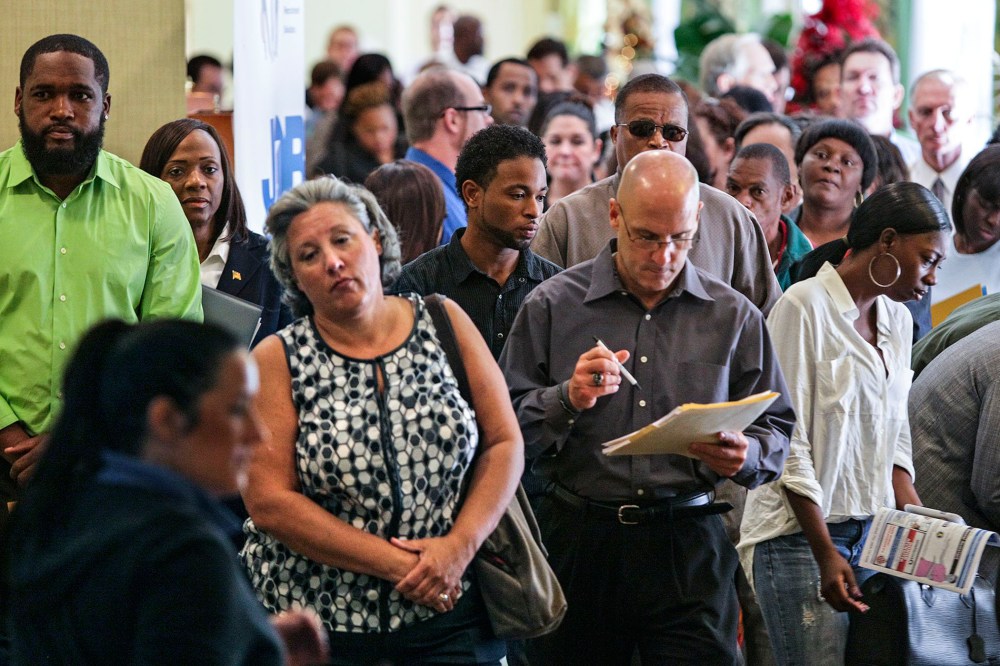 People line up for a job fair in West Palm Beach, Fla. on Dec. 3, 2013.