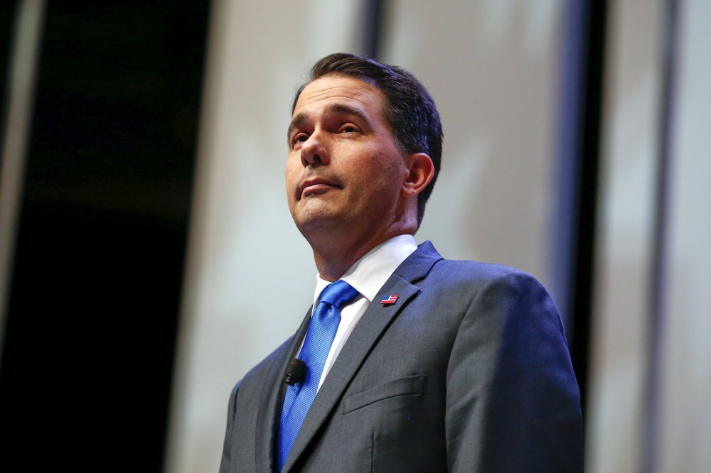 Republican presidential candidate and Wisconsin Governor Scott Walker pauses as he speaks during the Heritage Action for America presidential candidate forum in Greenville, S.C., Sept. 18, 2015. (Photo by Chris Keane/Reuters)