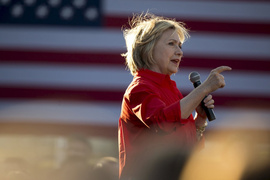 Democratic presidential candidate Hillary Clinton speaks during the 