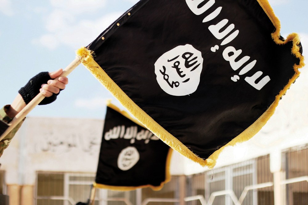 This Daesh propaganda photo shows their Black Muhammad Standard banner symbol, Nov. 19, 2015, Raqqa, Syria. (Photo by Dabiq/Planet Pix/ZUMA)