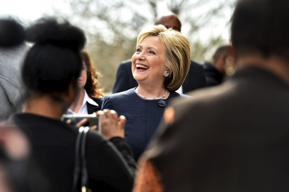 Democratic presidential candidate Hillary Clinton greets people in Las Vegas, Nev., on Feb. 13, 2016. (Photo by David Becker/Reuters)