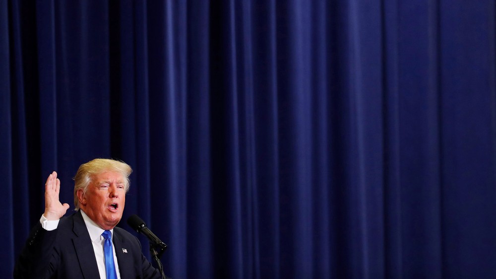 Republican presidential candidate Donald Trump speaks at a campaign rally at the Sharonville Convention Center in Cincinnati, Ohio, July 6, 2016. (Photo by Aaron P. Bernstein/Reuters)