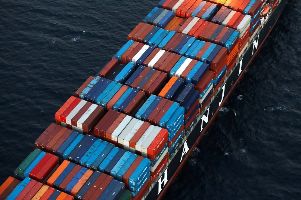 A Hanjin Shipping Co. ship is seen stranded outside the Port of Long Beach, Calif. on Sept. 8, 2016. (Photo by Lucy Nicholson/Reuters)
