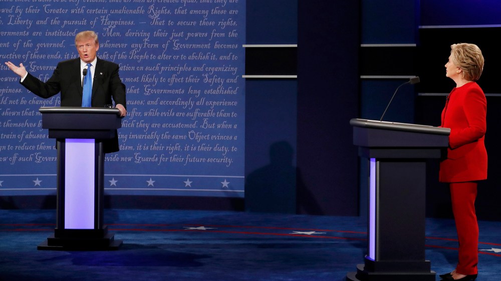 Republican presidential nominee Donald Trump speaks during the first presidential debate at Hofstra University in Hempstead, N.Y. on Sept. 26, 2016. (Photo by Lucas Jackson/Reuters)
