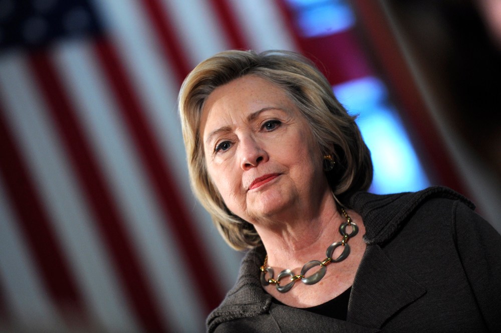 Former Secretary of State and Democratic presidential candidate Hillary Clinton speaks during a town hall meeting at Keene High School, N.H., Jan. 3, 2016. (Photo by Dennis Van Tine/Future-Image/ZUMA)