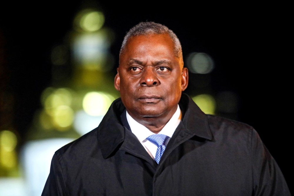 U.S. Secretary of Defense Lloyd Austin during a press conference in Kyiv on Nov. 20, 2023.