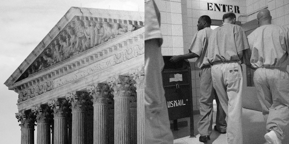 Photo Illustration: The Supreme Court and incarcerated people in a Connecticut prison