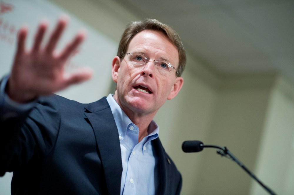 Tony Perkins, president of the Family Research Council, speaks during a campaign rally for John Fleming in Baton Rouge, La. on November 7, 2016.