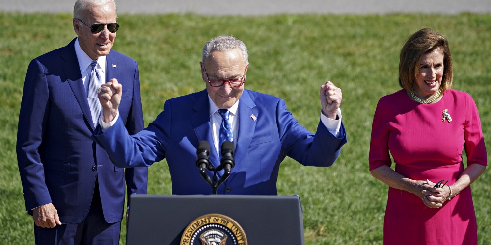 Image: Joe Biden, Chuck Schumer and Nancy Pelosi