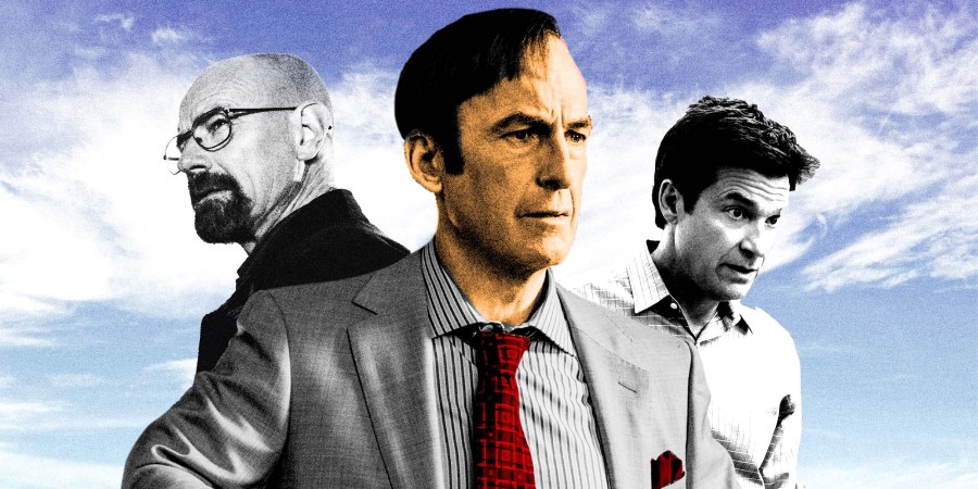 Photo Illustration: (L to R) Bryan Cranston as Walter White, Bob Odenkirk as Saul Goodman, and Jason Bateman as Marty Byrde
