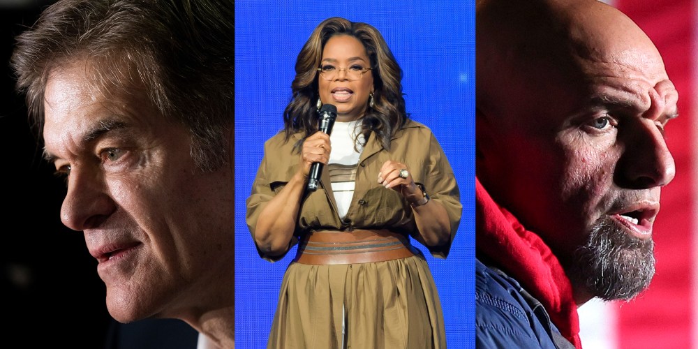 Photo triptych: Mehmet Oz, Oprah Winfrey, John Fetterman