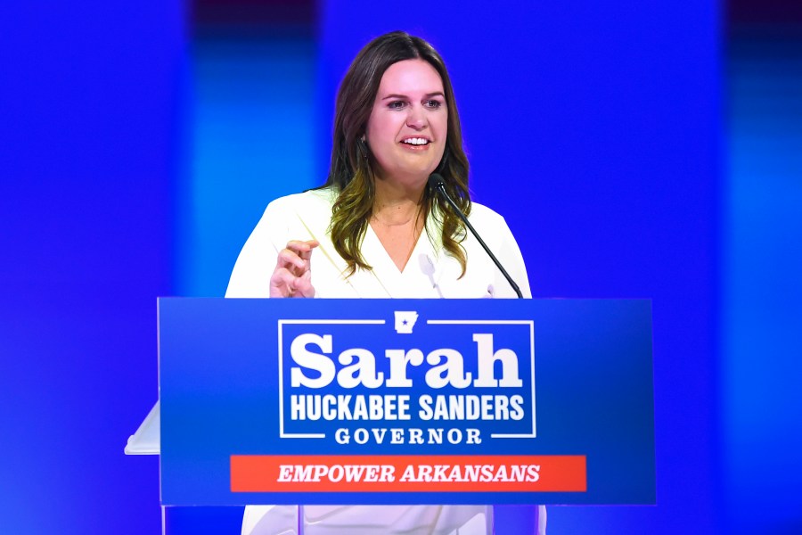 Arkansas Gov.-elect Sarah Huckabee Sanders at her election night party.