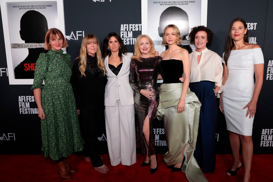 Lauren O'Connor, Producer Dede Gardner, Jodi Kantor, Patricia Clarkson, Carey Mulligan, Maria Schrader, Megan Twohey