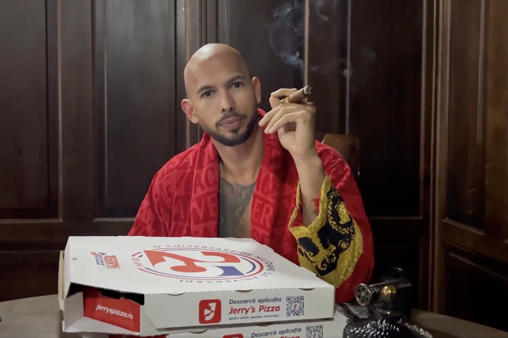 Andrew Tate during a video response to Greta Thunberg posted on Dec. 28, 2022.