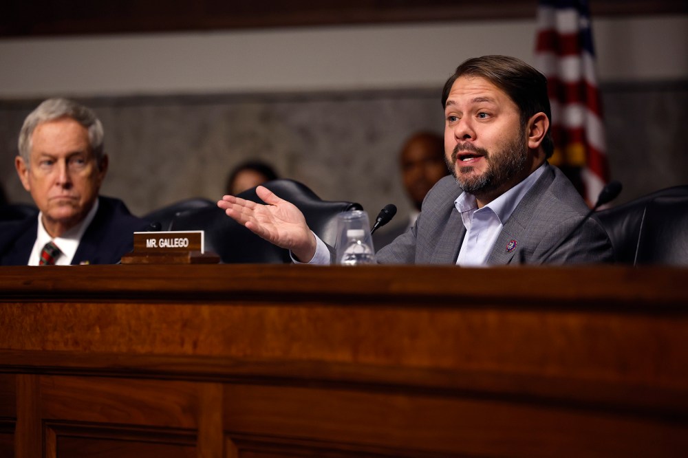 Rep. Ruben Gallego questions witnesses during a hearing about the recent rise in antisemitism and its threat to democracy on Capitol Hill on December 13, 2022 in Washington, DC.