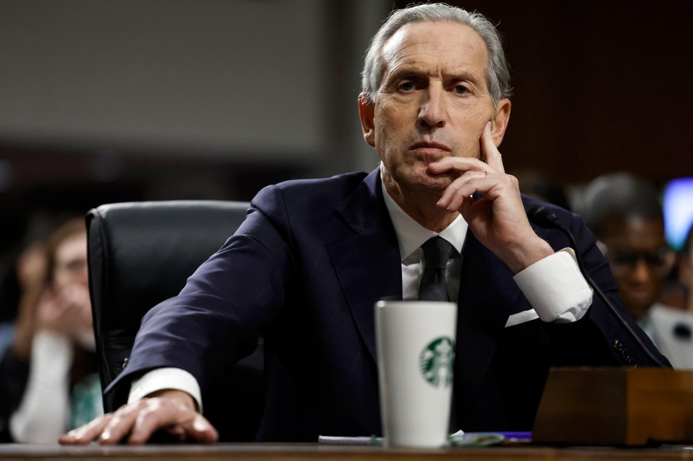 Former Starbucks CEO Howard Schultz testifies before the Senate Health, Education, Labor, and Pensions Committee on March 29, 2023.