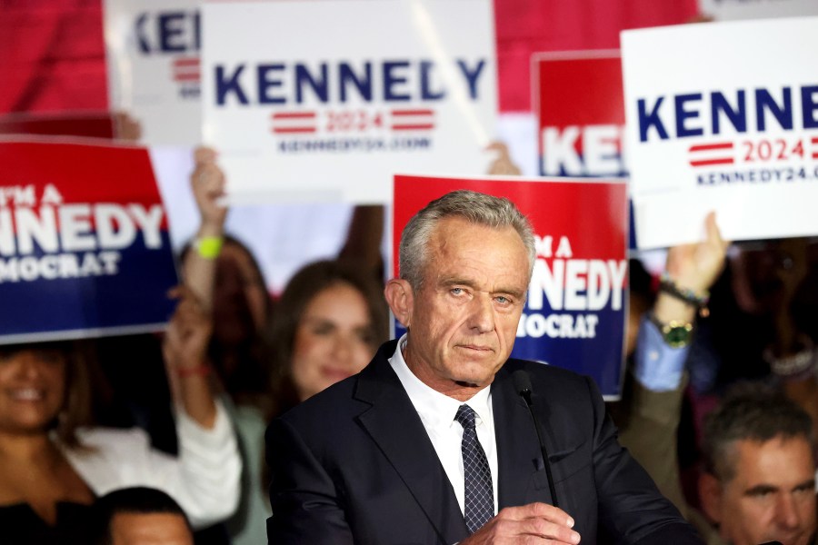 RFK Jr Announces Presidential Bid

Boston, MA - April 19: Robert F. Kennedy Jr. announces his candidacy for President of the United States in a speech at Boston Park Plaza. (Photo by David L. Ryan/The Boston Globe via Getty Images)