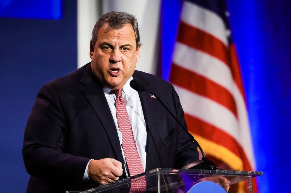 Former Governor of New Jersey Chris Christie speaks at the Republican Jewish Coalition Annual Leadership Meeting in Las Vegas on Nov. 19, 2022.