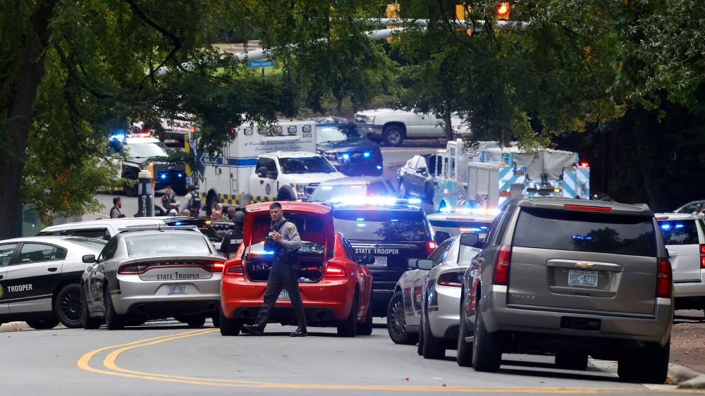 Law enforcement officers on the campus of the University of North Carolina at Chapel Hill