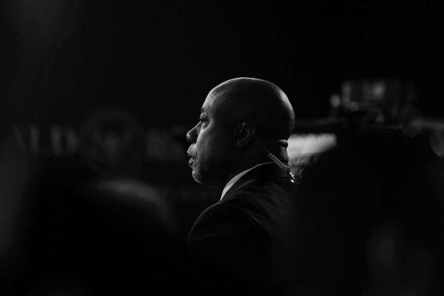 Sen. Tim Scott, R-S.C., after the second Republican primary debate in Simi Valley, California.