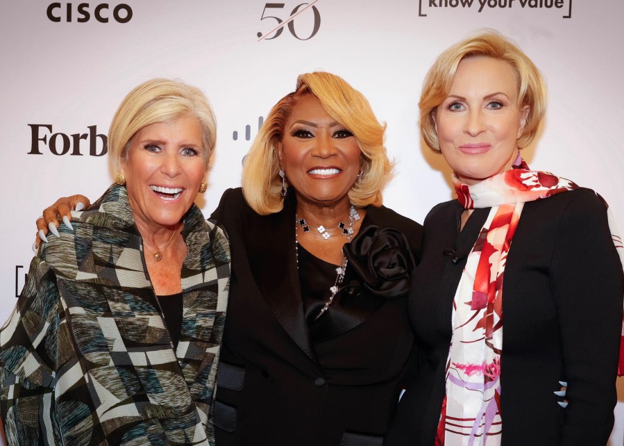 Suze Ormanl,left, Patti LaBelle and Mika Brzezinski at the Forbes 