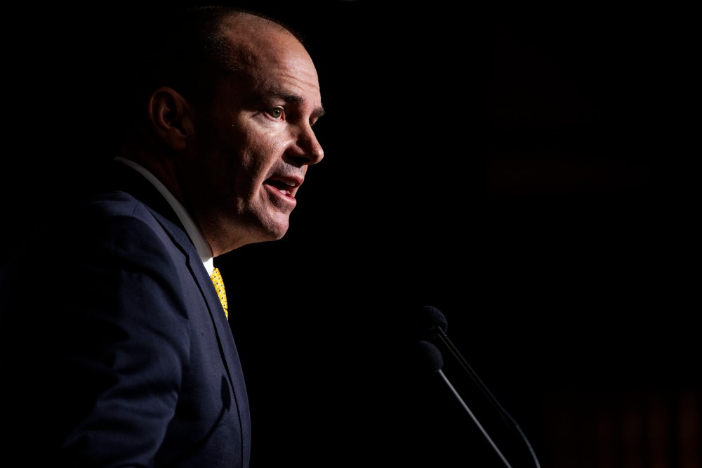 Sen. Mike Lee, R-Utah, speaks in Washington on Jan. 10, 2024.