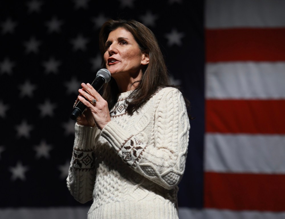 Nikki Haley during a campaign event in Newmarket, N.H.,