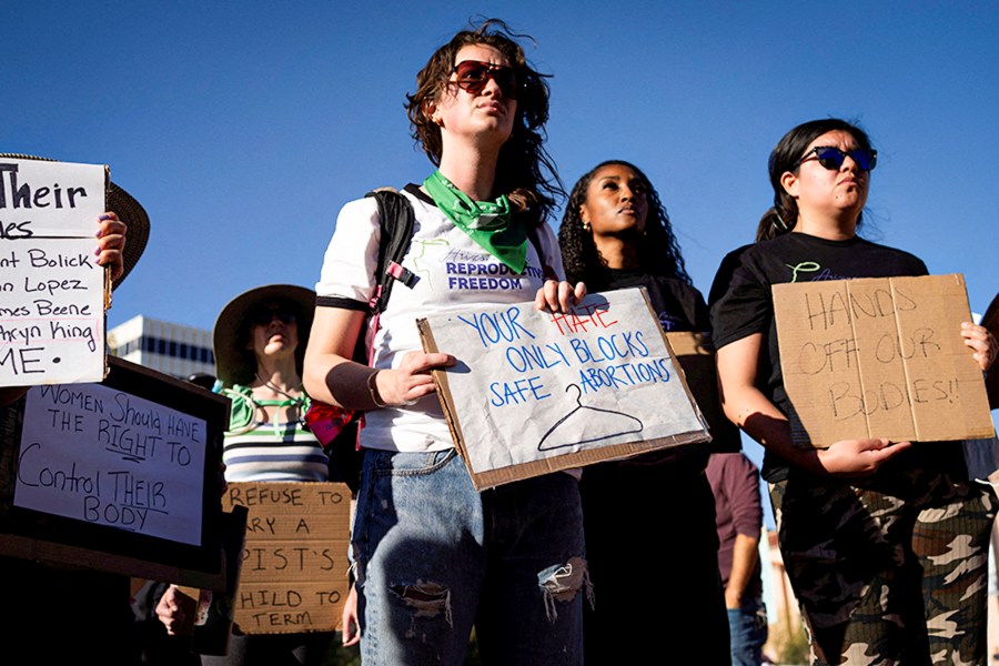 Protesters after Arizona's Supreme Court revived a law dating to 1864 that bans abortion in virtually all instances.
